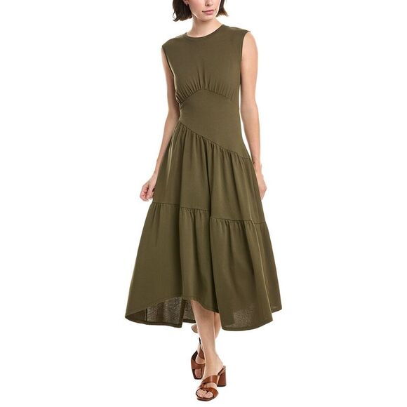 Frame Denim Womens  The Gathered Tank Dress, Green - Picture 1 of 3